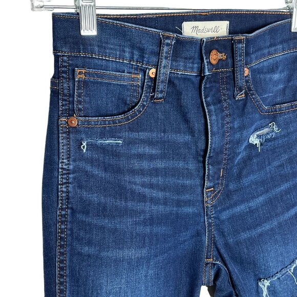 Madewell 10" High Rise Distressed Skinny Jeans Dark Wash Women’s 24 Denim - Picture 4 of 12